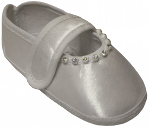 GIRLS SATIN SHOES W/ RHINESTONES & STRAP